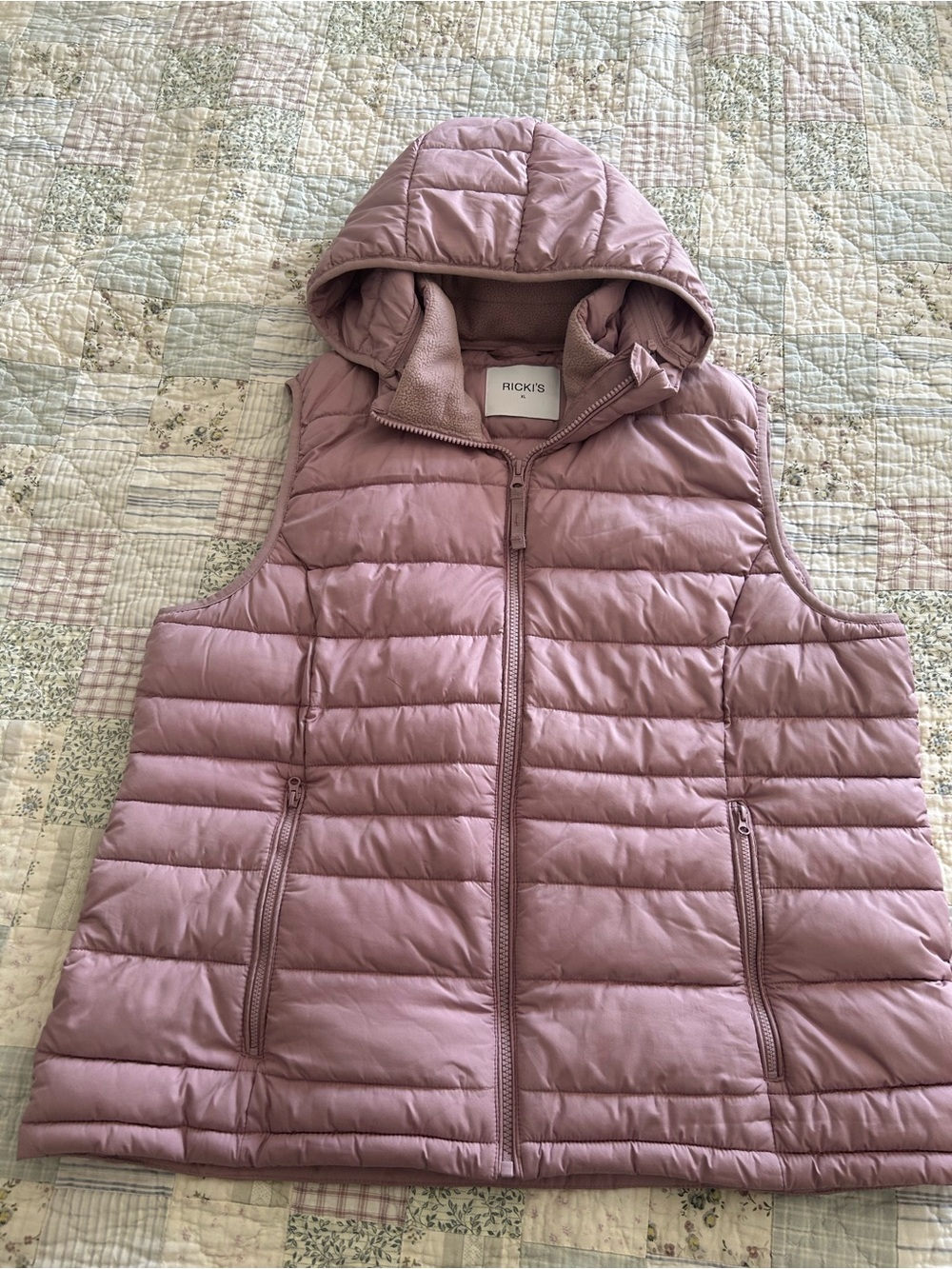 Ricki's Dusty Mauve Quilted Hooded Puffer Vest